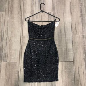-Mini black sequin dress